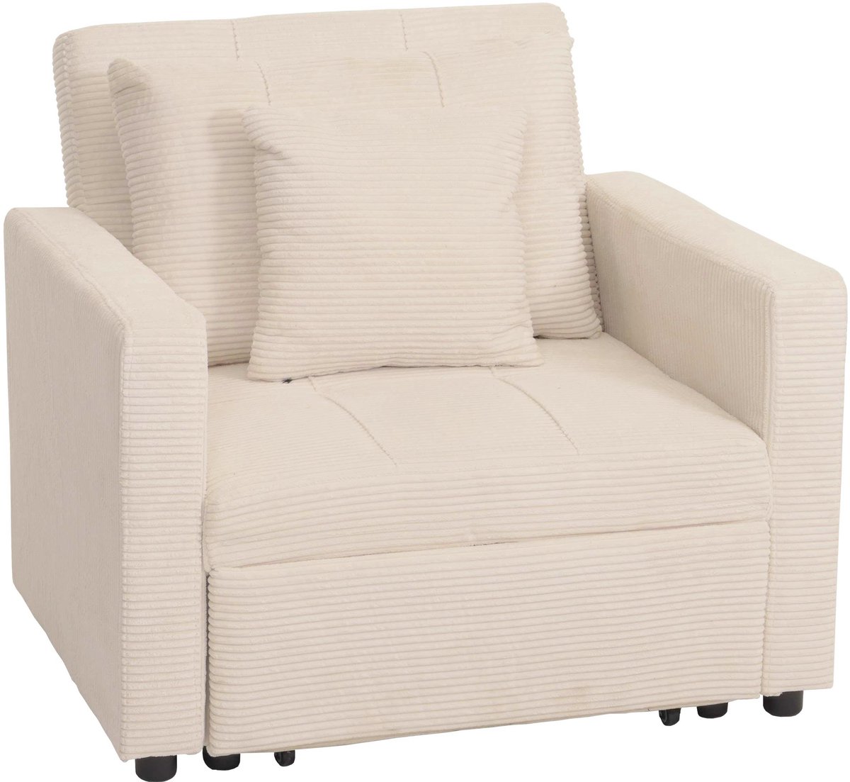 Fauteuil bed MCW-L90, inklapbare fauteuil logeerbed, ligvlak 200x100cm stof/textiel koord ~ crème-wit