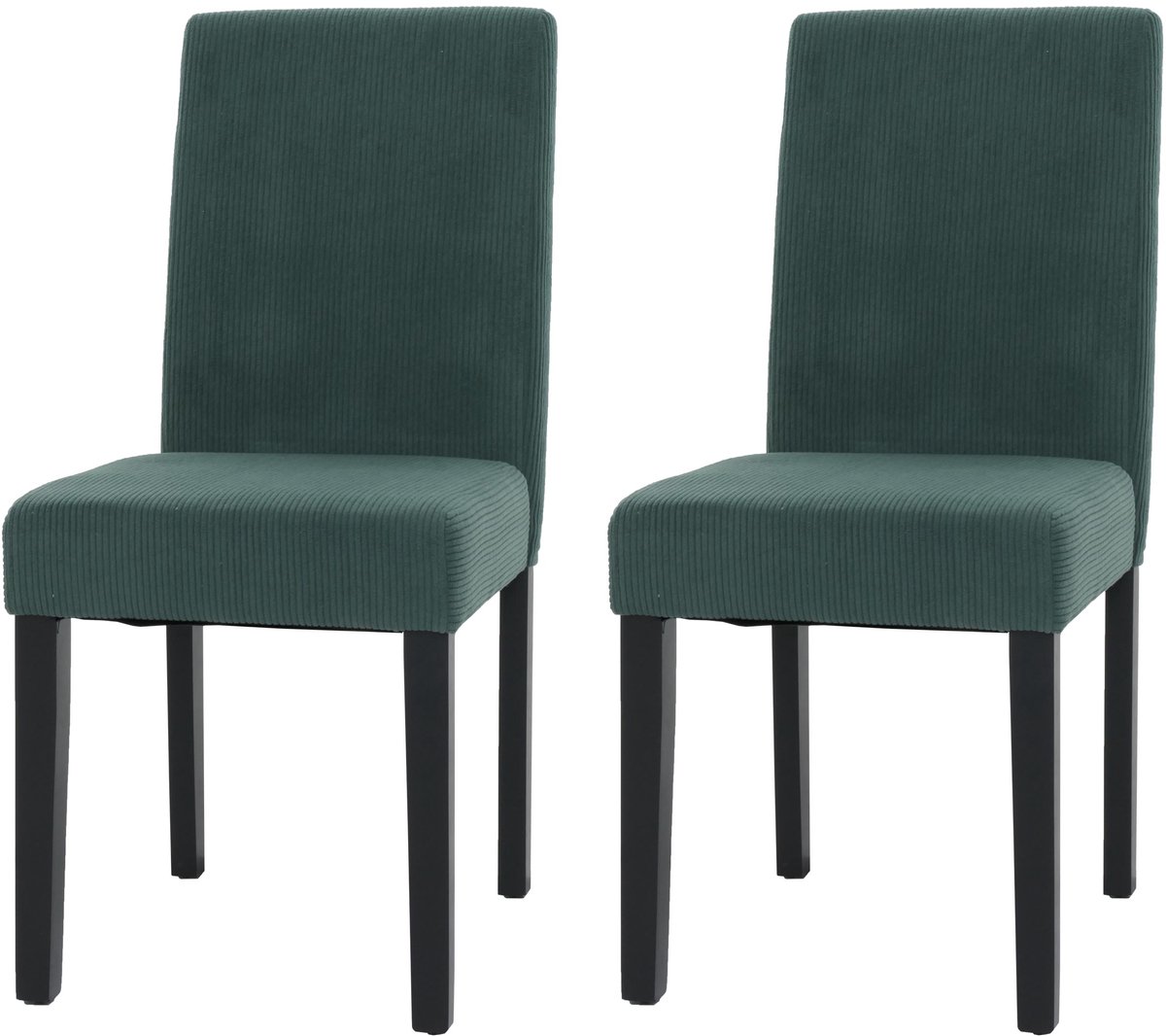 MCW Set van 2 eetkamerstoelen Littau, keukenstoel hoge rugleuning, stof/textiel koord hout ~ groen, donkere poten