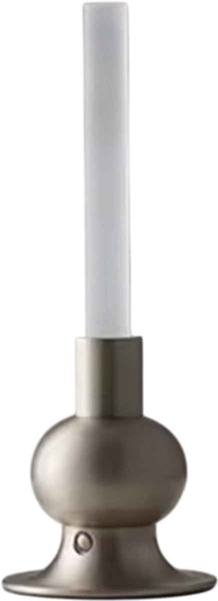Kala LED Tafellamp – Retro Design – Oplaadbaar & Draadloos – Dimbaar – Touchbediening – Warm Wit Licht – Voor Binnen & Buiten – Zilver - Kaars met kandelaar