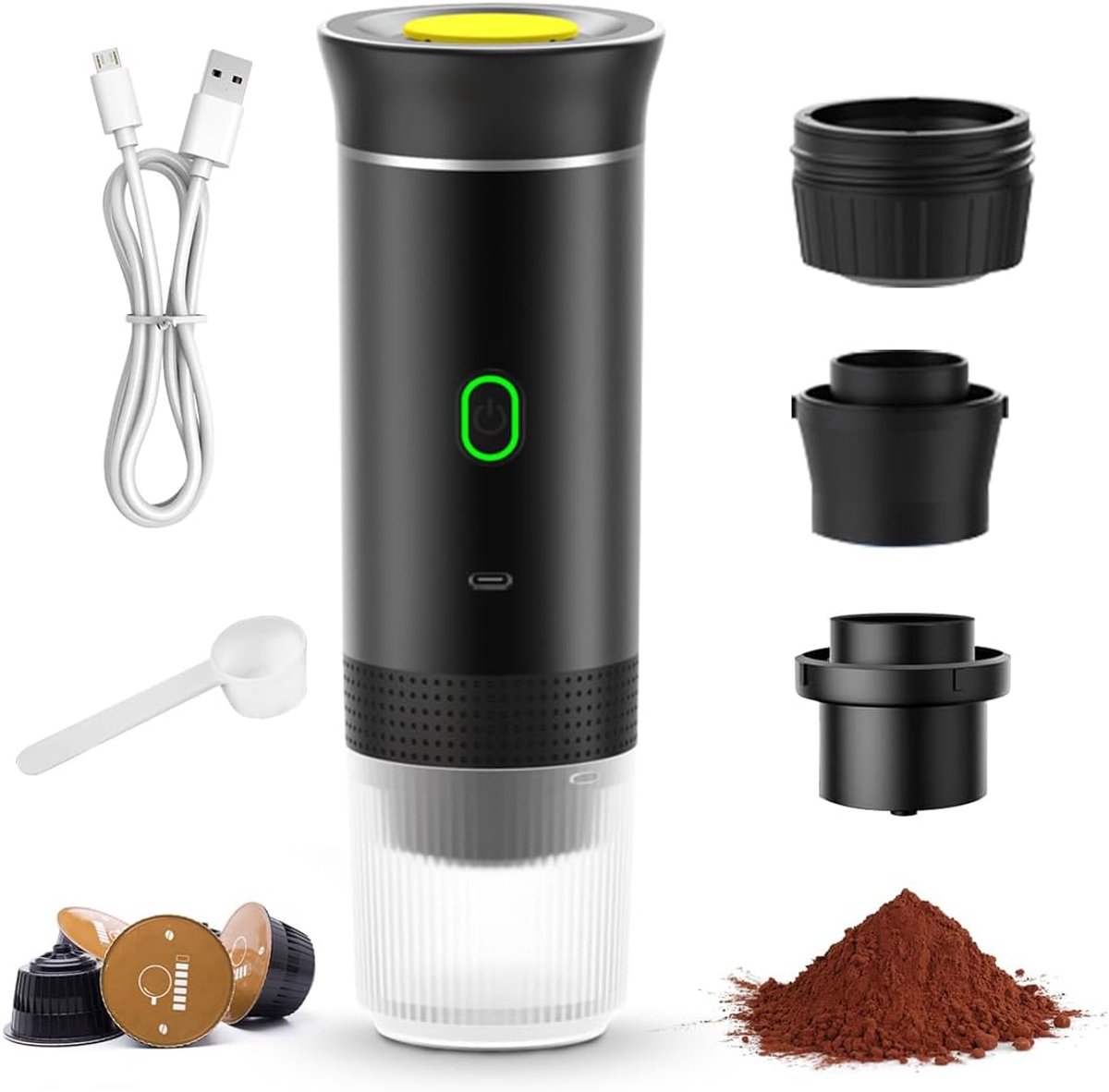 Draagbare espressomachine voor onderweg - 3-in-1 mini koffiezetapparaat voor camping, reizen en kantoor