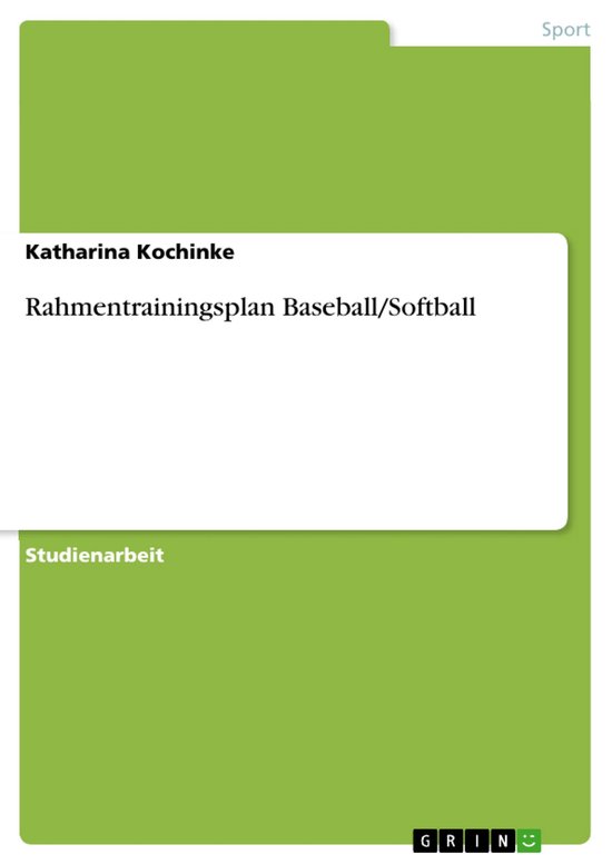 Rahmentrainingsplan Baseball/Softball - cover