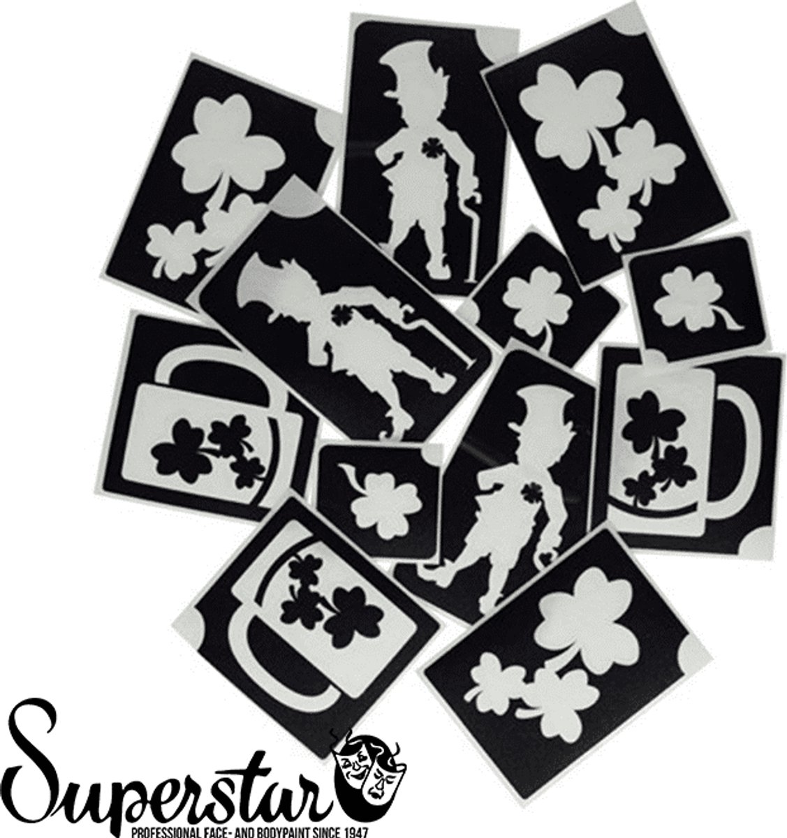 Superstar Glitter Tattoo Stencils St.Patrick's Day 12 stuks (98809)
