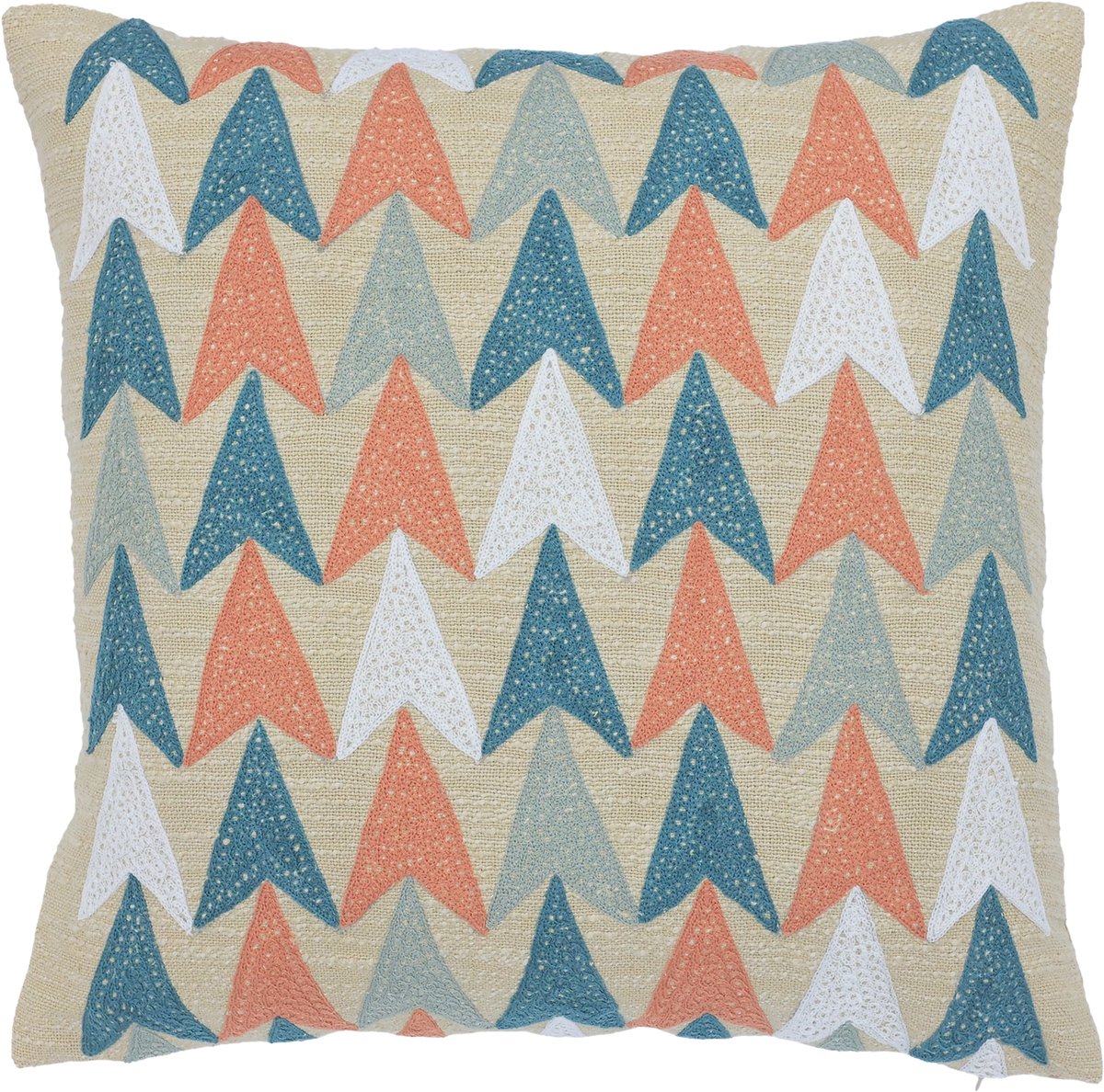 Urbane Hide Kussenhoes | Kussenhoesjes | Sierkussen | 50x50 cm | Retro Pijlpatroon | Katoen, polyester en acryl | Beige | Zonder binnenkussen