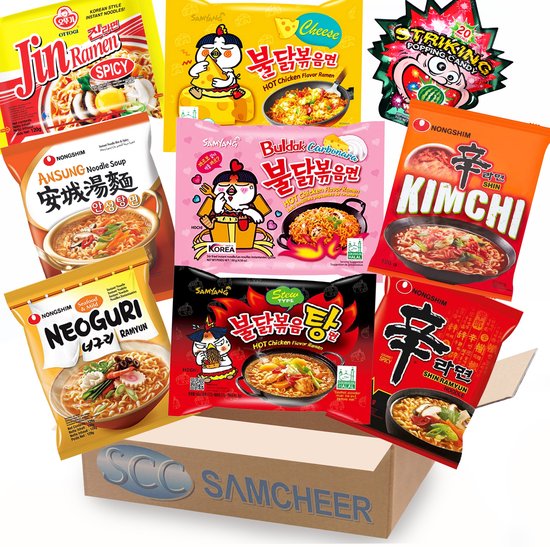 Mix Koreaanse Noedels Box - Diverse Asian Noodels / Koreaanse Noodles - van o.a.: Nongshim, Samyang, Buldak, Ottogi, Paldo