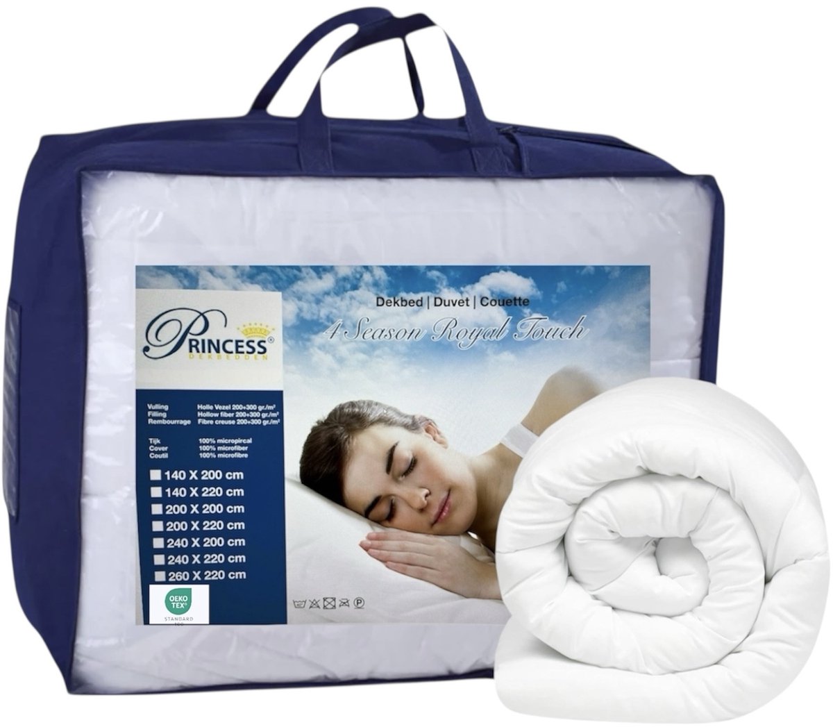 Royal Touch Luxe -Hotel Kwaliteit -Princessdekbed - 4-Seizoenendekbed - Zomerdekbed & Winterdekbed - Tweepersoons- Lits-jumeaux -XL-240x220 cm - Anti Allergie -Antibacterieel- Anti-huisstofmijt-Wasbaar-100% Veilig