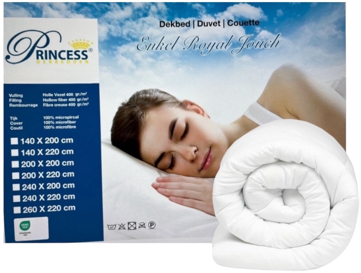 Royal Touch Luxe -Hotel Kwaliteit -Princessdekbed -Tweepersoons- Lits-jumeaux-XL-240x220 cm -All Year-Dekbed -Geschikt voor het hele jaar - Anti Allergie -Antibacterieel- Anti-huisstofmijt-Wasbaar-100% Veilig