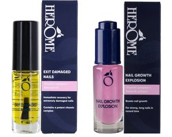 Herome Combi-Pack Soin SOS Ongles Abîmés & Sérum de Croissance Pour Ongles (Exit Damaged Nails & Nail Growth Explosion) - 2*7ml.