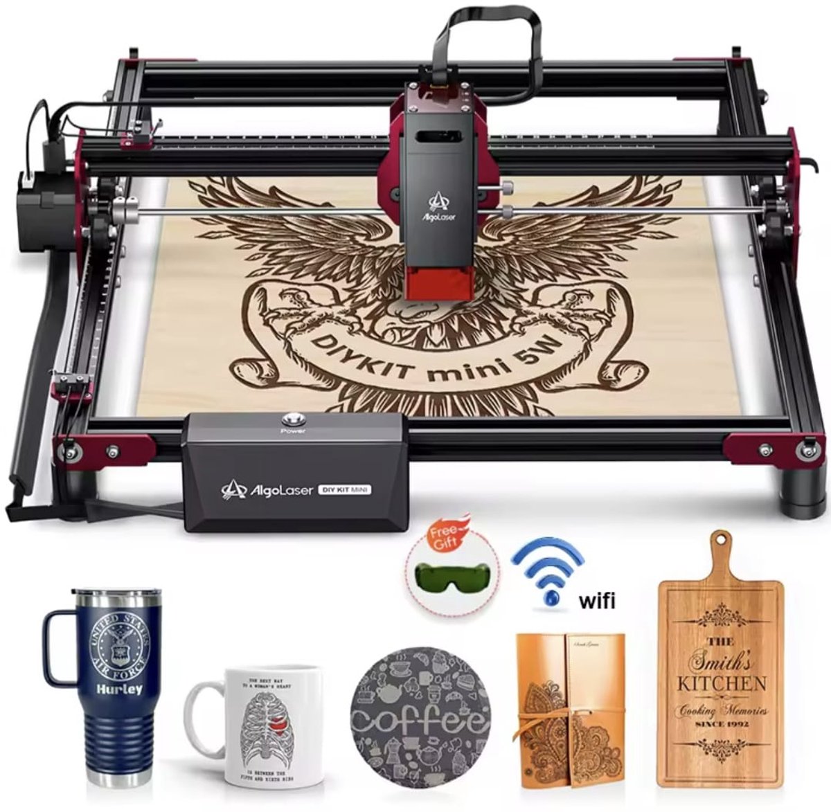 Laser Graveermachine 5W - Laser Cutter - Laserprinter All In One - Graveren - Zwart - Hout Acryl Laser Snijmachine - Bedienbaar Met APP