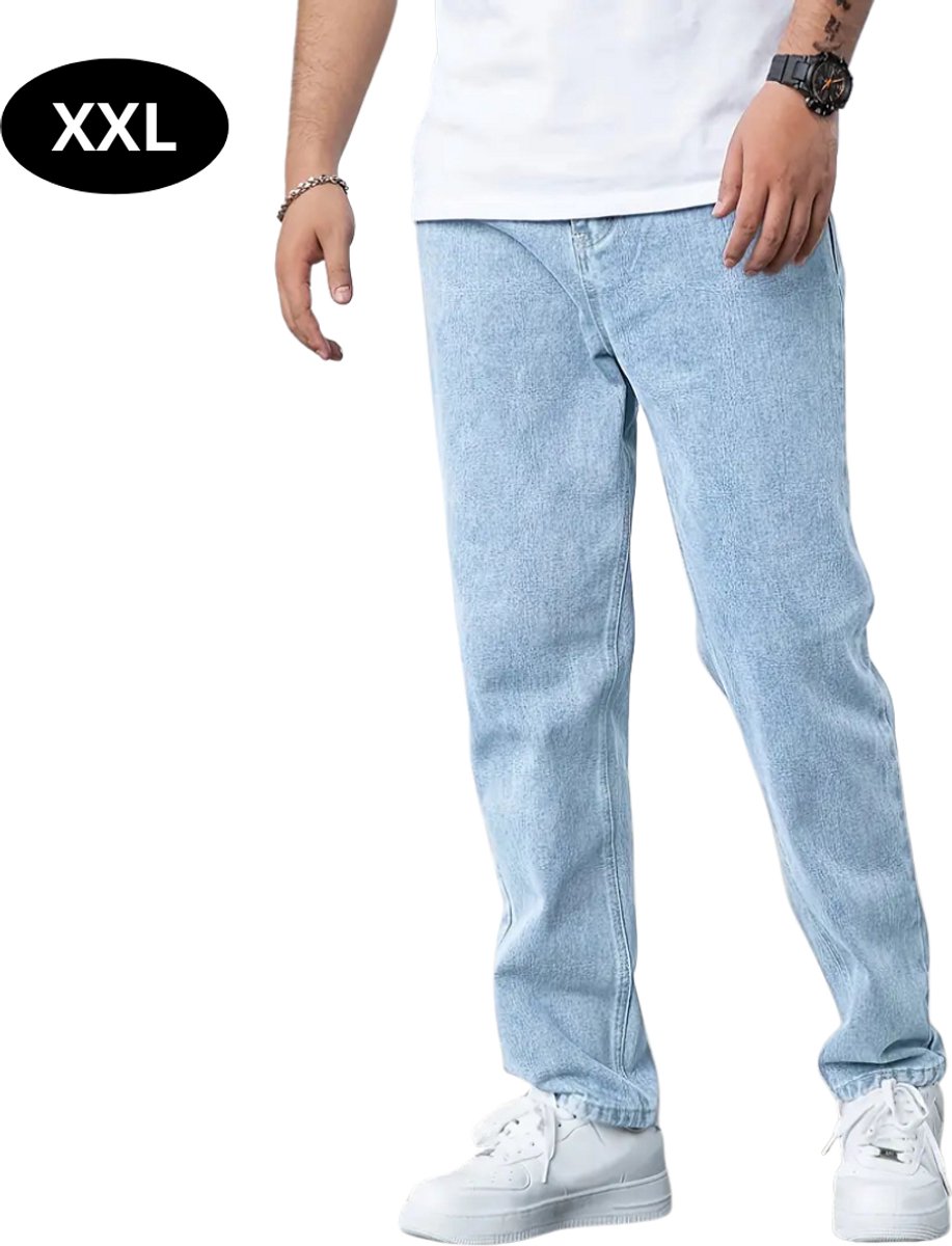 Livano Lange Broek Heren Spijkerbroek Broeken Spijker Pants Jeans Trouser Stretch Straight Leg – Licht Blauw