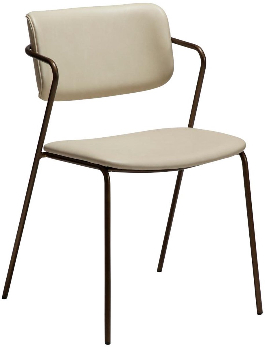 Zed Dan-Form eetkamerstoel met armleuningen PU-kunstleer offwhite.