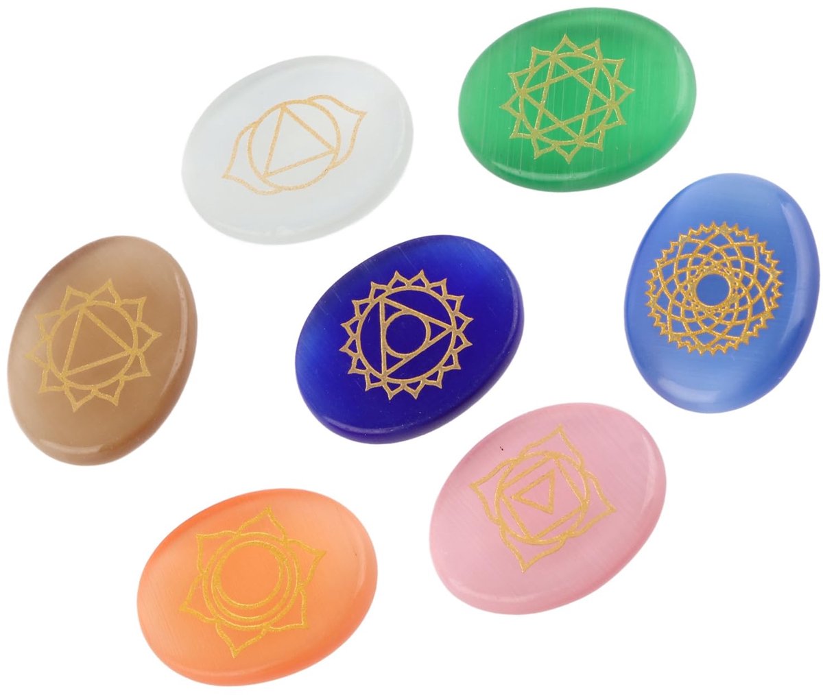 Hztyier helende kristallen 7 stuks chakrastenen gegraveerd spirituele heilmeditatie kleine stenen Reiki Balancing