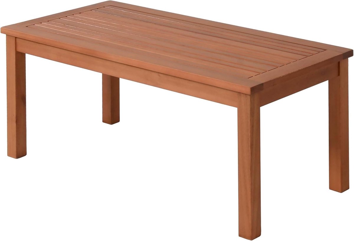 Rechthoekige Bijzettafel van Eucalyptushout 90 x 44 cm – FSC Massief Hout, Geolied, Weerbestendig voor Tuin en Balkon