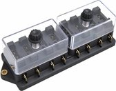 Fentar 12v zekeringkast, 6-weg ATC/ATO-zekeringhouder met 5A, 10A, 15A, 20 ampère autozekeringen, autozekeringhouder met stofdichte afdekking en stickers voor boot, vrachtwagen, camper, caravan