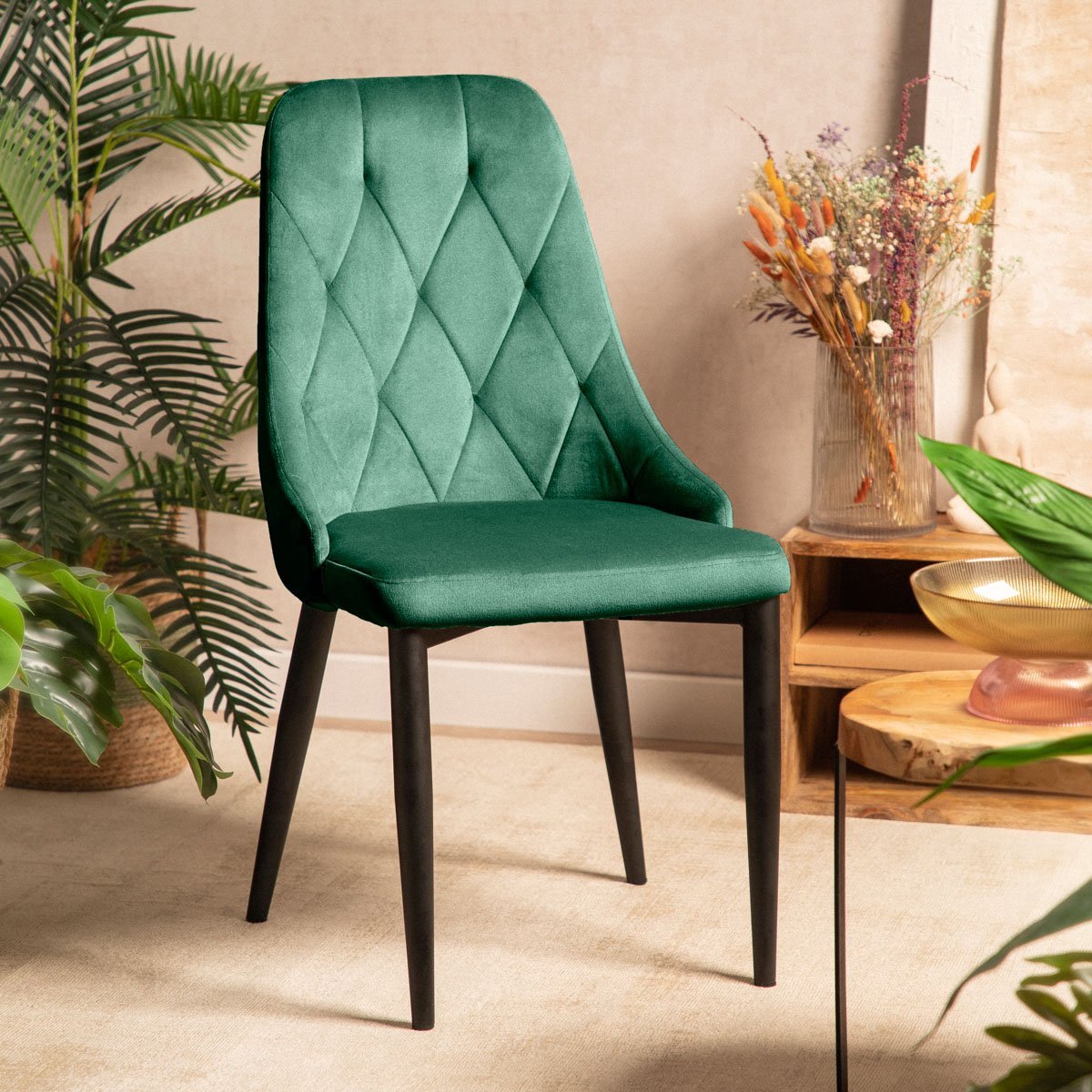 HOMLA Chair - LOUIS QUILTER - Velour Green - 44x59x88 cm