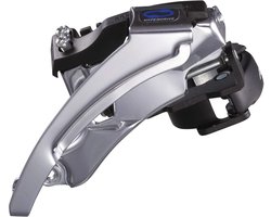 Shimano voorderailleur 3×7/8 versnellingen – Top Swing (bovenbeugel) – Dual Pull (boven- en onderaansluiting) – 40T – zilver