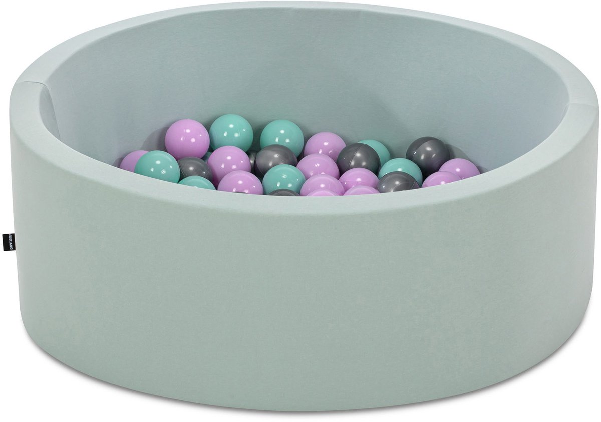 Asir Ballenbak Baby's - Mint - 150 ballen in de kleuren Lila, Mint en Grijs - 85 x 85 x 30 cm