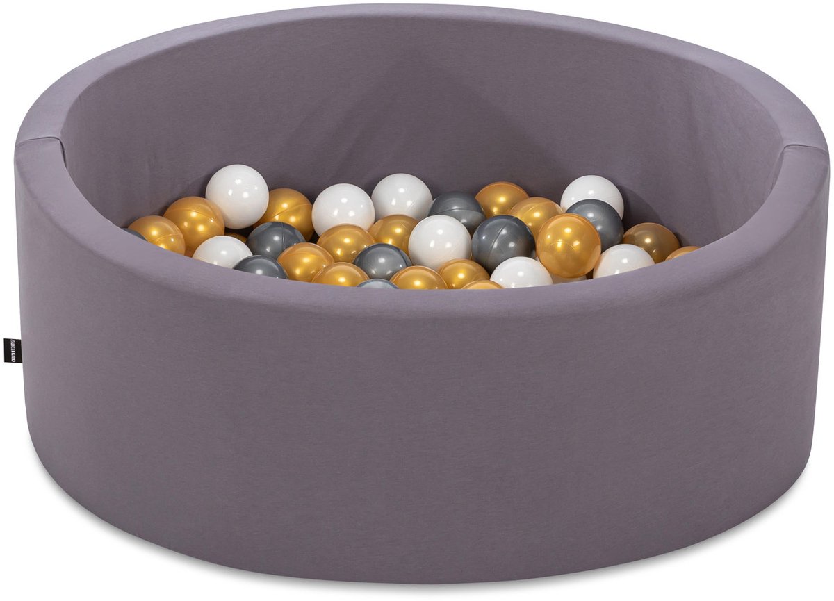 Asir Ballenbak voor baby's - grijs - 150 ballen in de kleuren grijs, wit en goud - 85 x 85 x 30 cm