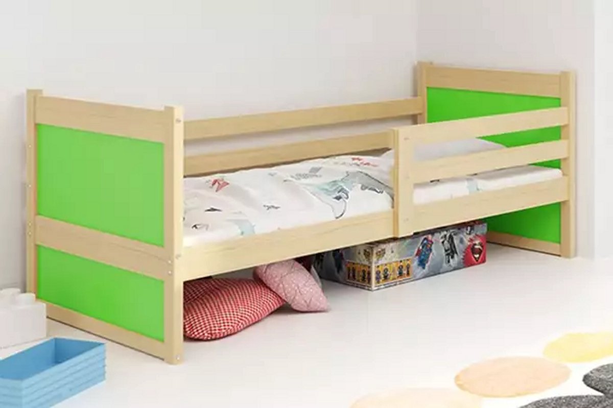 BMS - Single Youth Bed - 90x200 cm - Pine/Green