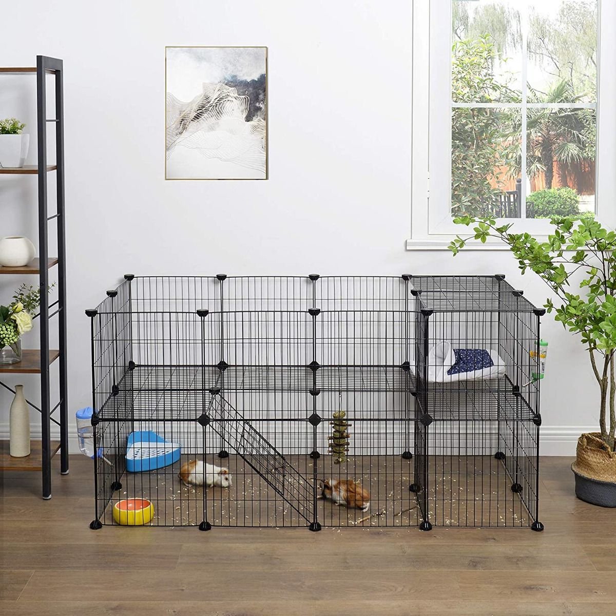 Hoppa! Verstelbare Ren voor kleine huisdieren - Groot - Zwart - Metaal - 143 x 71 x 73 cm thumbnail 5