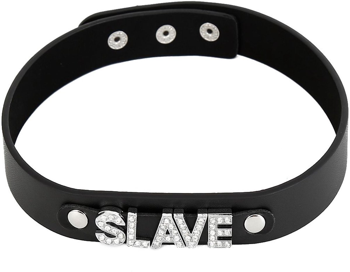 Kiotos - Luxe PU Leren Collar Met naamplaatje SLAVE