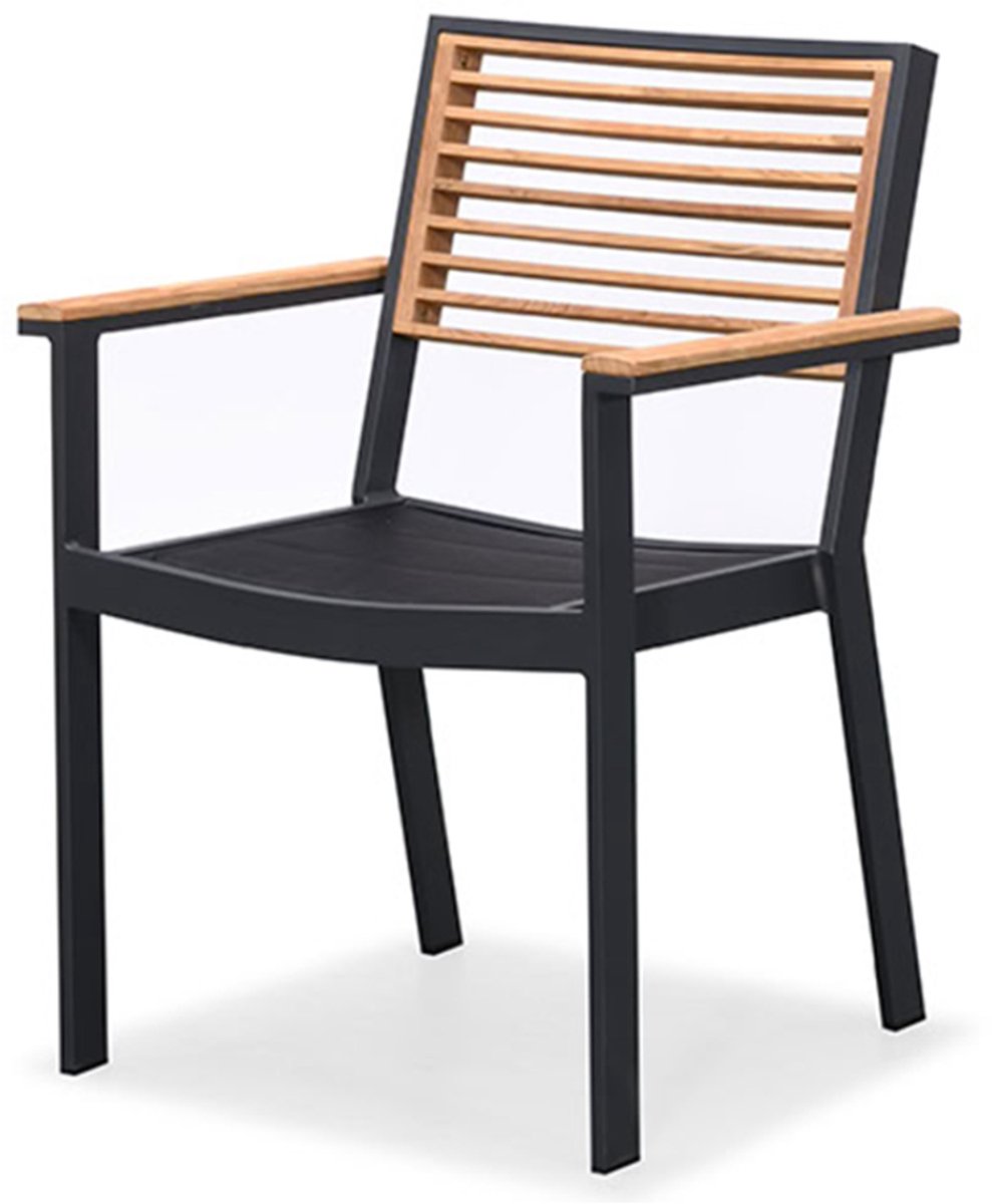 Higold York - armstoel - aluminium frame - teak rugdeel en armleggers - charcoal grijs