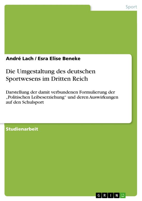 Die Umgestaltung des deutschen Sportwesens im Dritten Reich - cover
