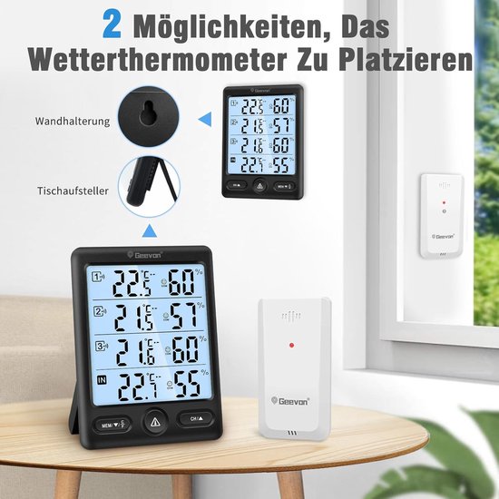 Comboss Wifi-hygrometer, thermometersensor, draadloze temperatuur- en vochtigheidssensor voor binnen en buiten, met externe sonde (standalone-versie met externe sonde Comboss Wifi-hygrometer, thermometersensor, draadloze temperatuur- en vochtigheidssensor voor binnen en buiten, met externe sonde (standalone-versie met externe sonde