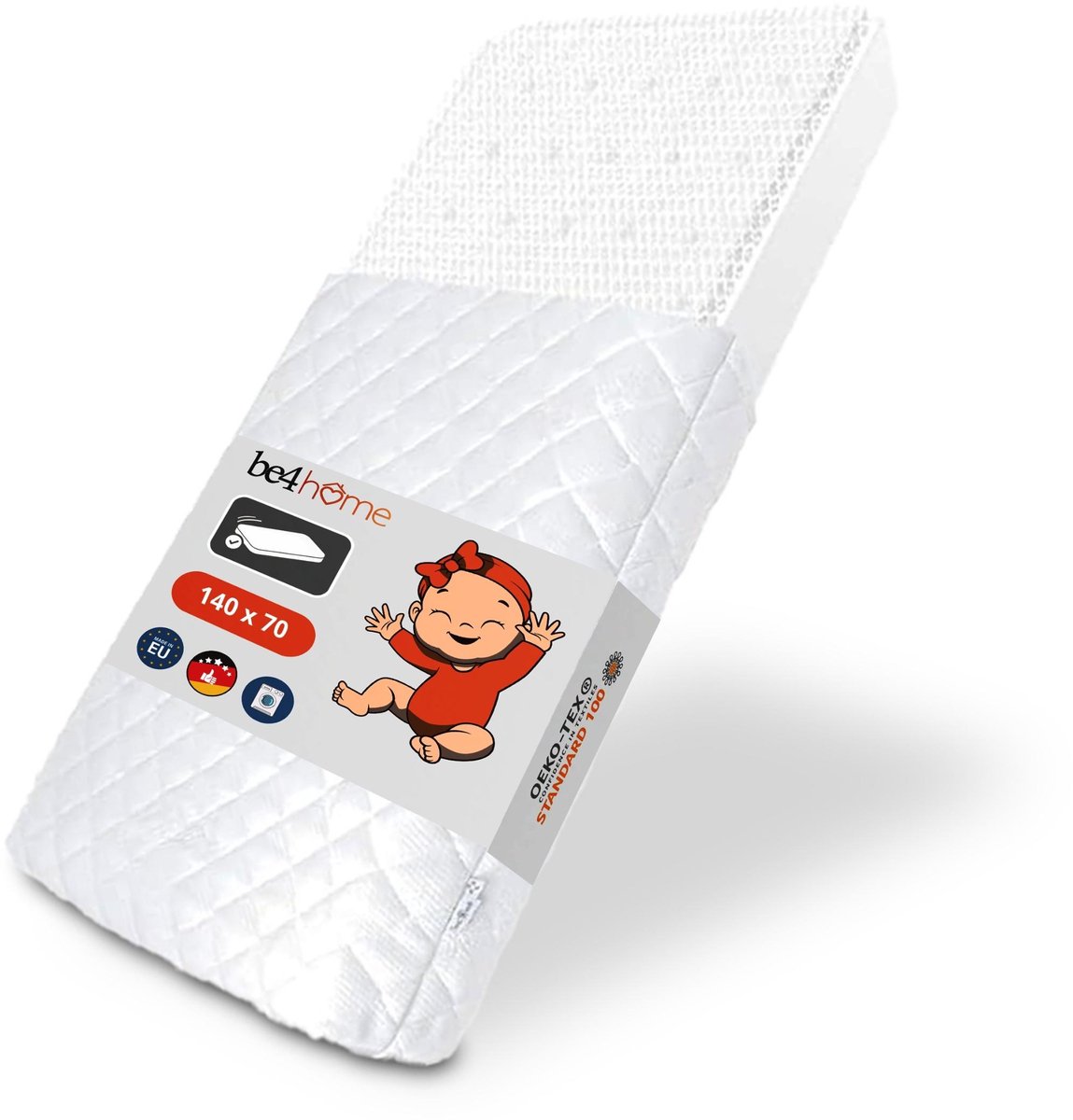be4home babymatras voor wieg 140 x 70 cm – ademend, hypoallergeen, dubbelzijdig, geschikt voor kinderwagen, mozesmandje, babybedje en reiswieg
