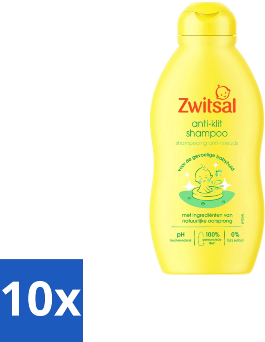Image of 10 x Zwitsal - Anti-Klit Shampoo - Zachte Ontwarring - 200 ml - Klittenvrij - Kokosolie Shampoo - Oogvriendelijke Shampoo
