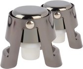 Mémoire® Spuma Eleganza - Luxe Champagnestoppers voor mousserende wijnen - RVS Champagnestoppers - 2 Luxe Champagnestoppers van hoogwaardig RVS