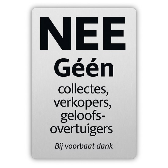 Foto: Nee geen verkopers geloofs overtuigers collectes brievenbus stickers 5x7 5cm uv en waterproof aluminium zwart