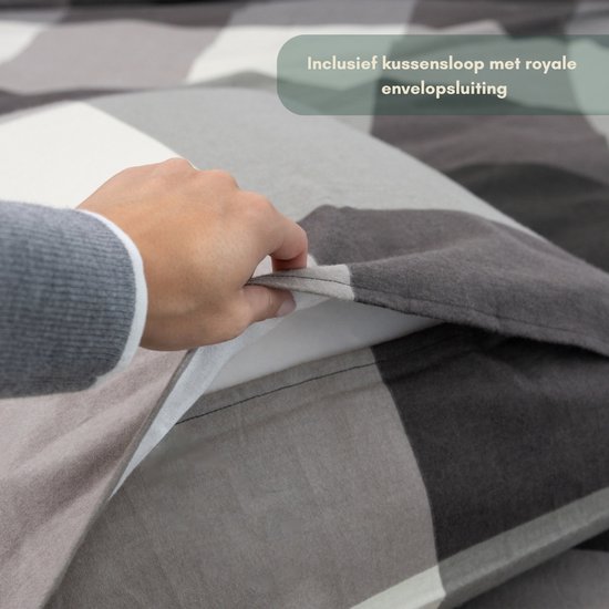 Luxueuze Terschellinger Flanellen Winter Dekbedovertrekset - Modern Blokpatroon - Voor Ultiem Comfort en Warme Nachten - 140x200/220 cm van Merkloos — afbeelding 2