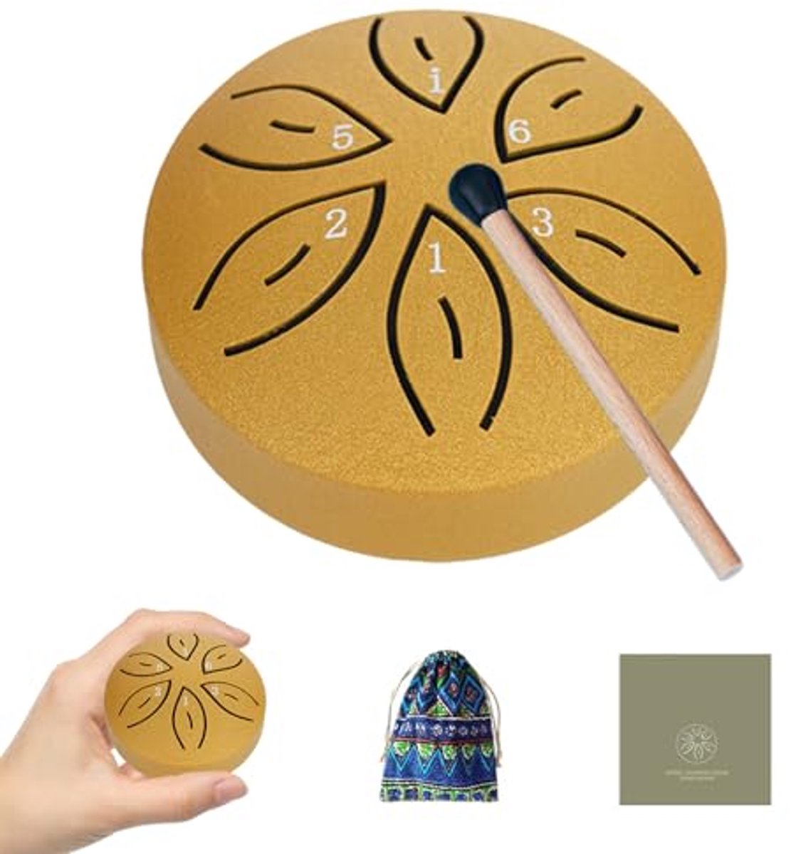 Mini Stalen Tong Drum 6 Noten - Percussie Instrument voor Yoga en Meditatie
