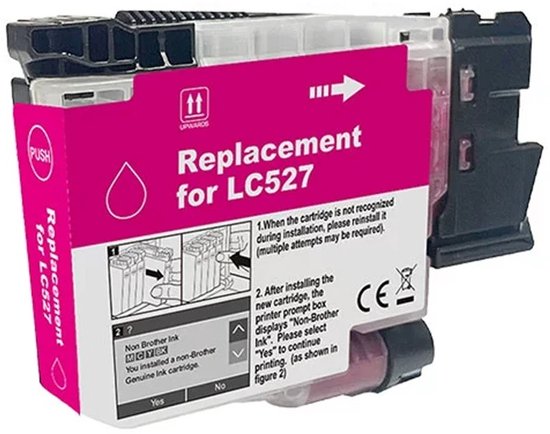 Cartouches d'encre compatibles avec Brother LC-527 | Magenta compatible avec les imprimantes Brother MFC-J4350DW et J4550DW.