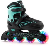 Patins à roues alignées Suotu - Patins à Rollers réglables - Patins à roues alignées pour filles et garçons - Taille : 28-31 € - Roues lumineuses - S79 - Vert/ Zwart - S