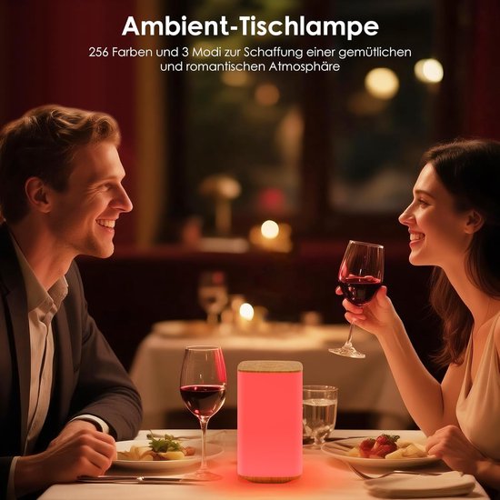 Nachtlampje - Dimmable met 3 kleurtemperaturen - 256 kleuren - 3000 mAh batterij - Oplaadbare tafel lamp met afstandsbediening - Nachtlampje voor baby's - Nachtlampje met timer — afbeelding 3
