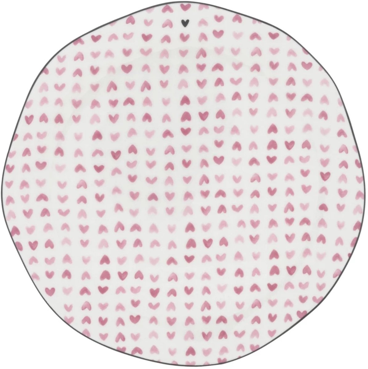 Bastion Collections plat bord D23cm wit / roze 'rose hearts all over'