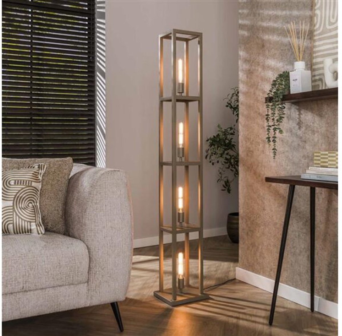 Vloerlamp Quadra 4-lichts - Beige