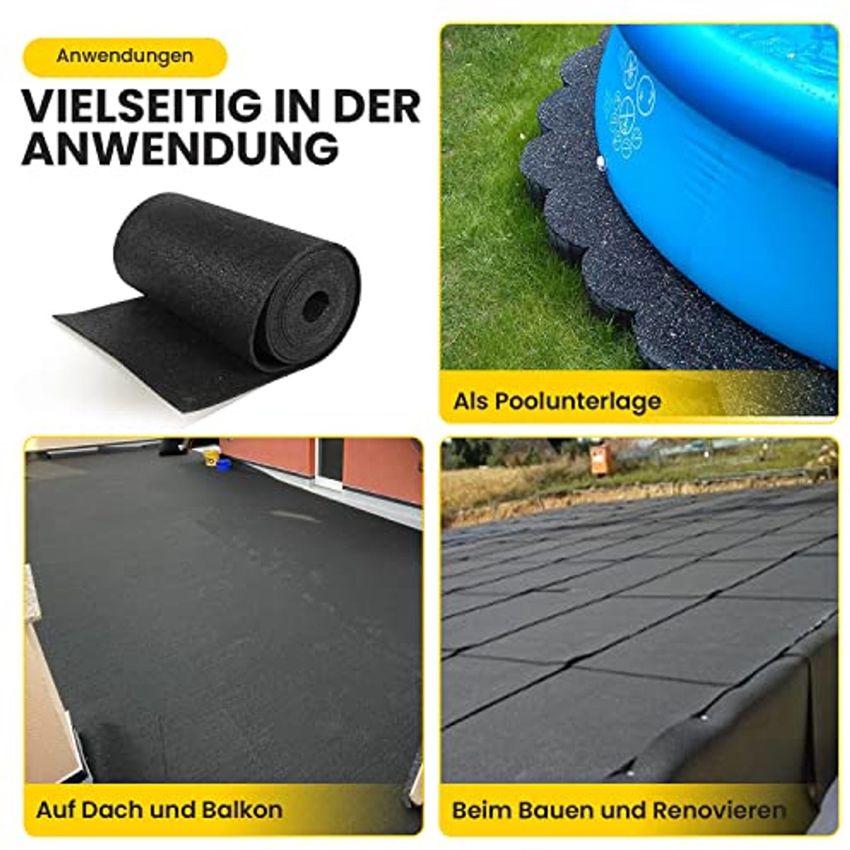 Bouwbeschermingsmat voor Terras en Constructies - Rubbergranulaat, Verschillende Maten en Dikte