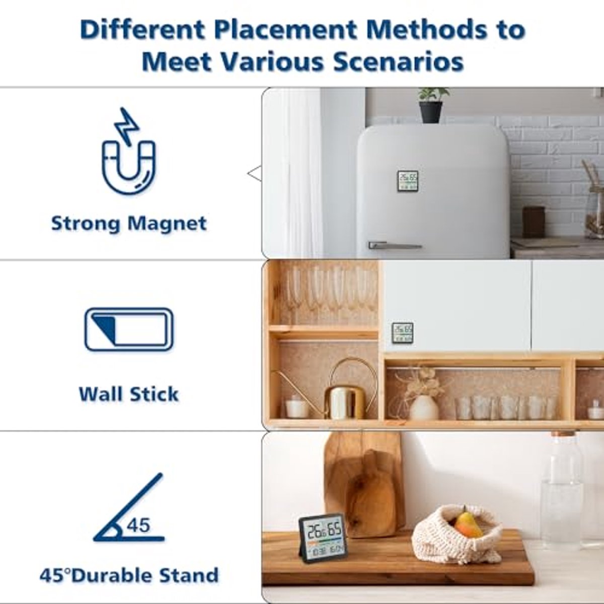 Kamerthermometer Hygrometer Digitale Temperatuur en Vochtigheidsmeter Indoor Luchtmonitor met Klok