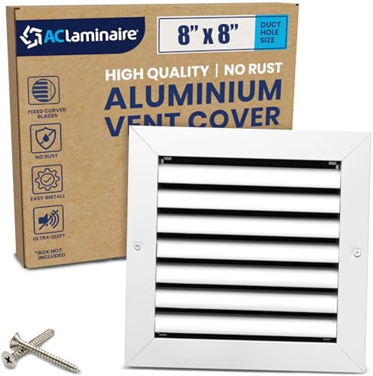 Ventilatieafdekking 8 x 8 kanaalgat - Alu Retourrooster voor Plafond en Zijwand - Gevelventilatieopeningen voor Luchtafzuiging