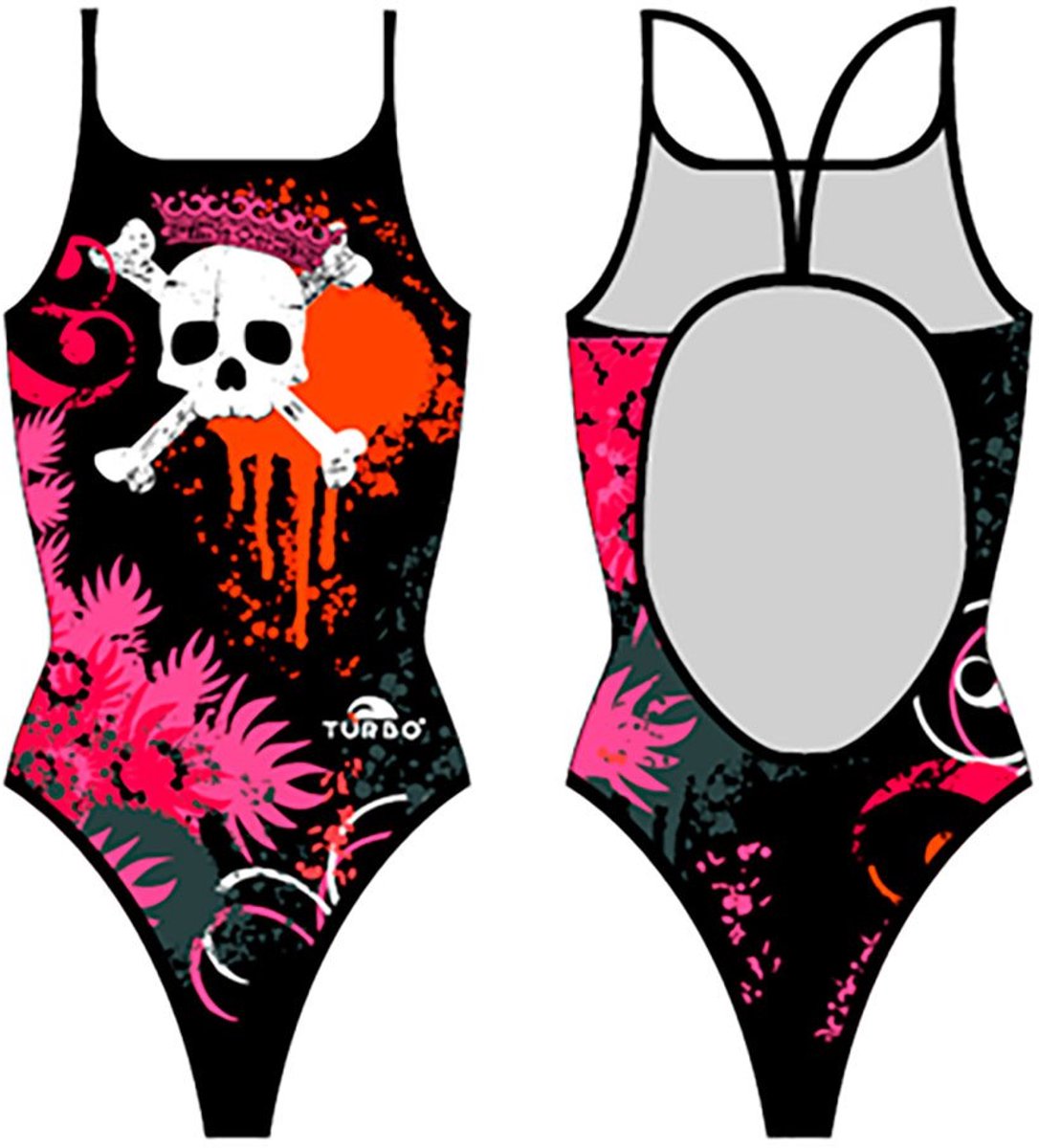 Turbo Flowers And Skulls Zwemkleding Zwart M Vrouw Black / Red