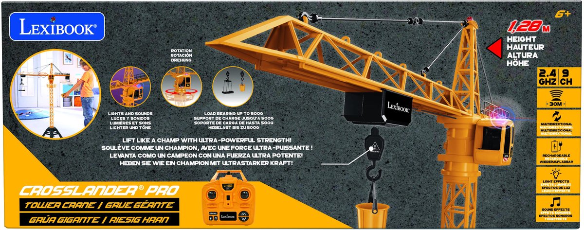 CROSSLANDER® PRO TOWER CRANE - Get busy op de building site met dit large op afstand bestuurbare kraan featuring dynamics sounds en effecten!