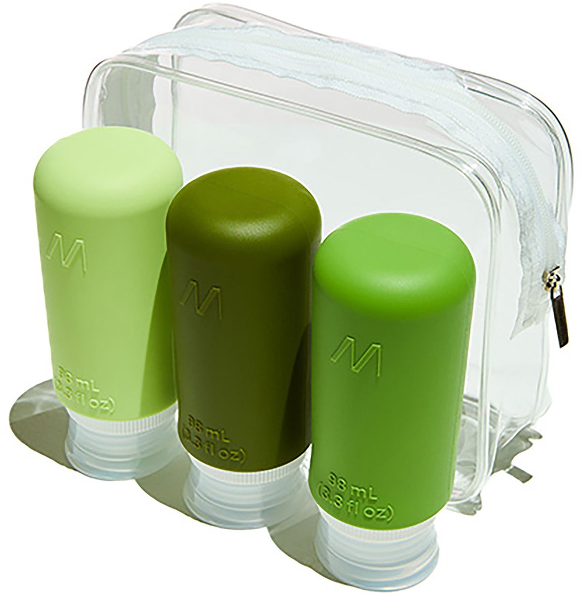Muitomas Reistas + 3 flesjes - Handbagagevriendelijk - Siliconen - Makkelijke kleurcodering - 3x98ml - Lekvrije doppen - Groen
