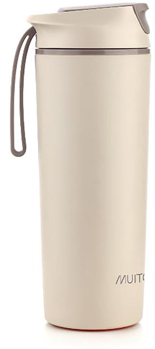 Muitomas Never Fall Down Waterfles - anti-val zuignapsysteem - Antislipgreep - Thermische constructie - 450ml - Wit