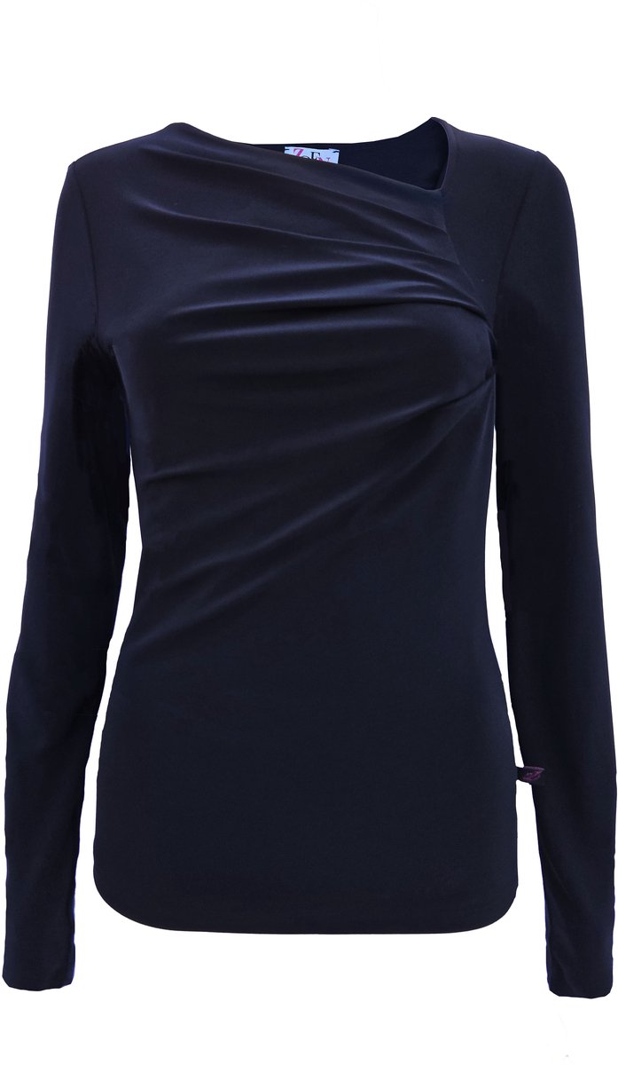 Zoen Woman - Eve Stretch Top - longsleeve - Black Zwart