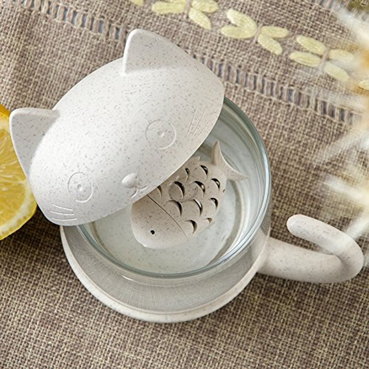 Glazen theebeker met vis thee infuser en zeef, 250 ml — cadeau in Kookcadeaus - foto 7