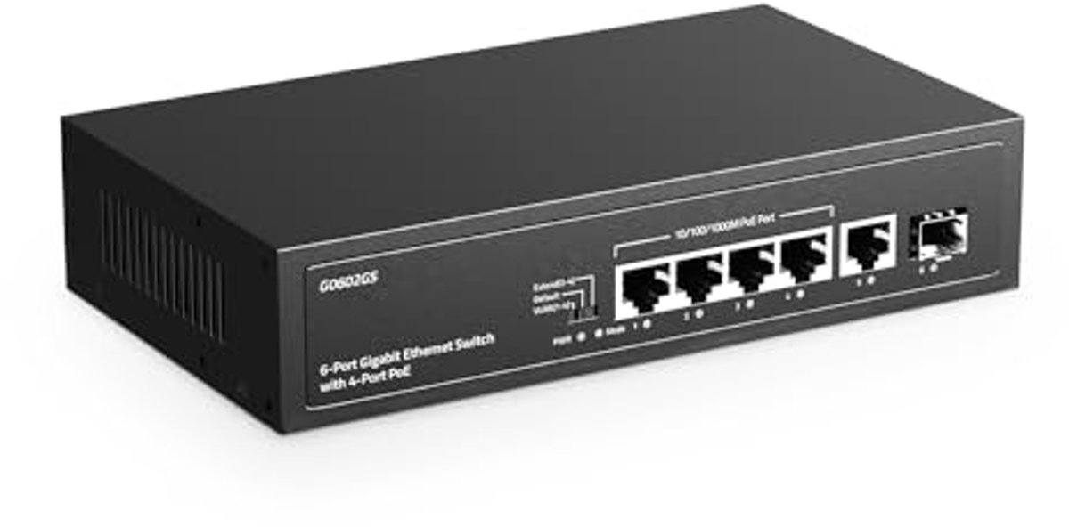 Image of 6 Poort Gigabit PoE Switch met 65W Power Budget en VLAN Ondersteuning