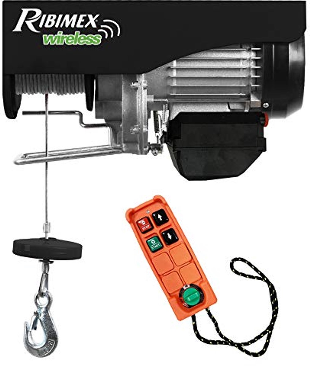 Elektrische takel met afstandsbediening - 400/800 kg, katrol, gevlochten staalkabel, eenfasige motor