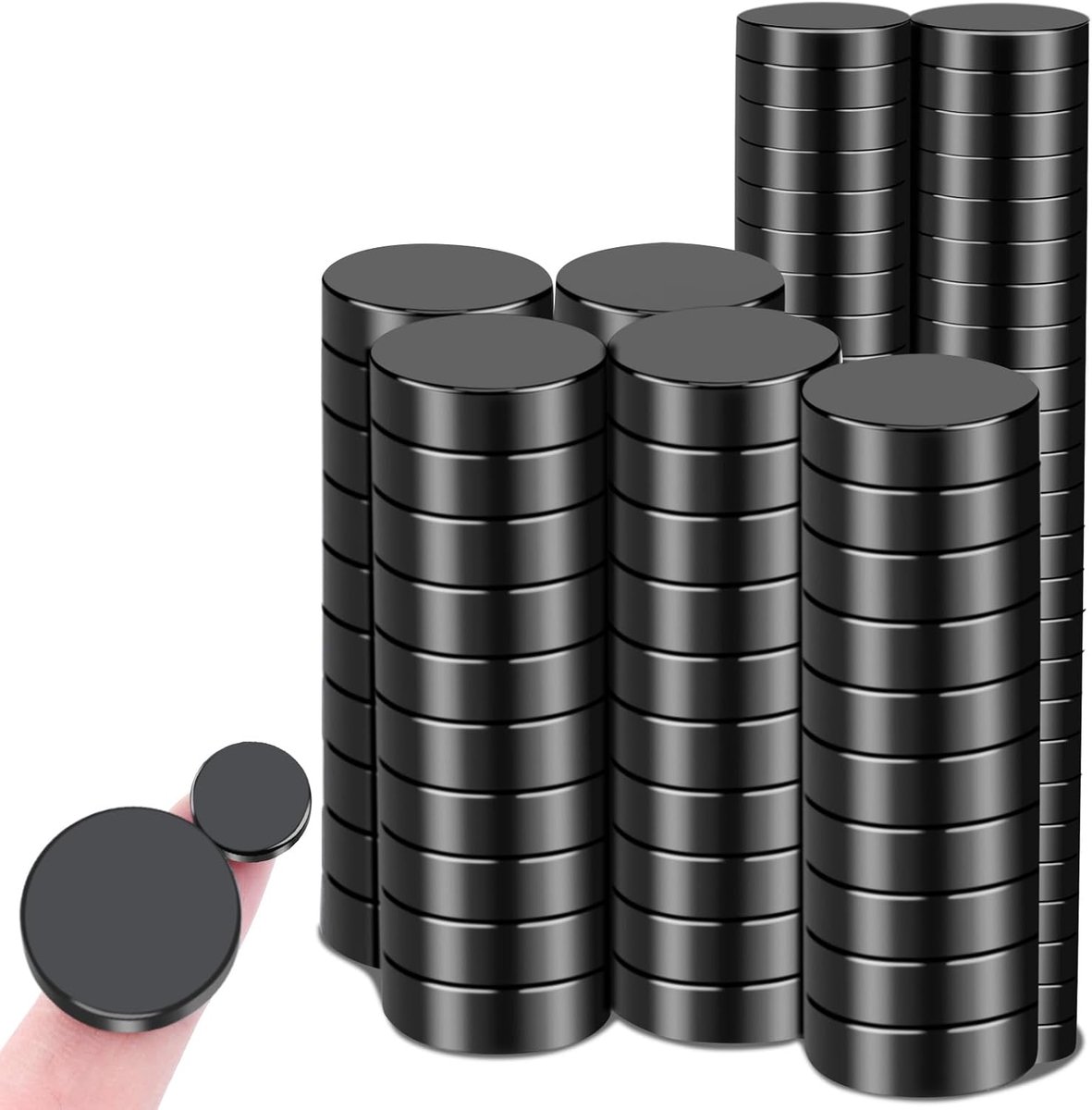 Magneten - Mini - 50 Stuks 10x3mm & 50 Stuks 18x5mm - Ronde - zwart